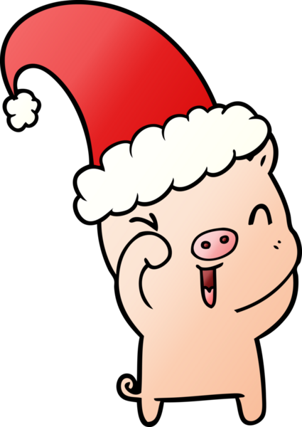 Bir insan tarafından çizilmiş mutlu çizgi film Noel domuzu.