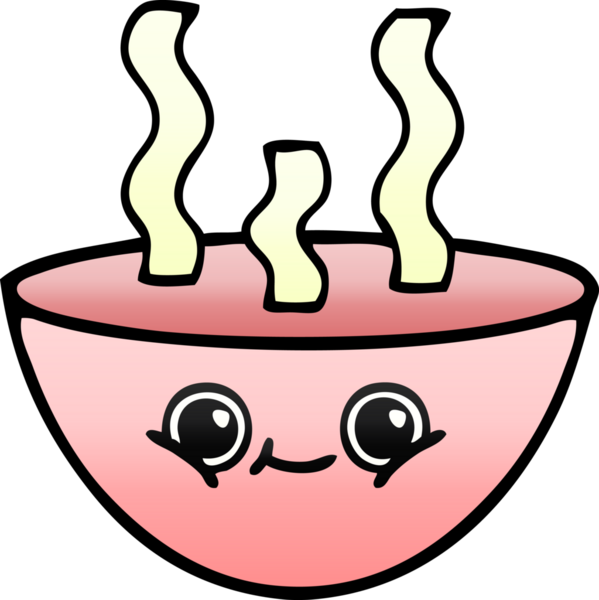 Bir insan tarafından çizilmiş sıcak çorbanın gölgeli karikatürü.