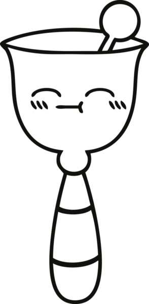 Bir insan tarafından çizilmiş okul çanının çizgi çizimi.