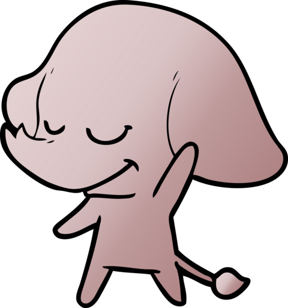 Bir insan tarafından çizilmiş gülümseyen bir fil.