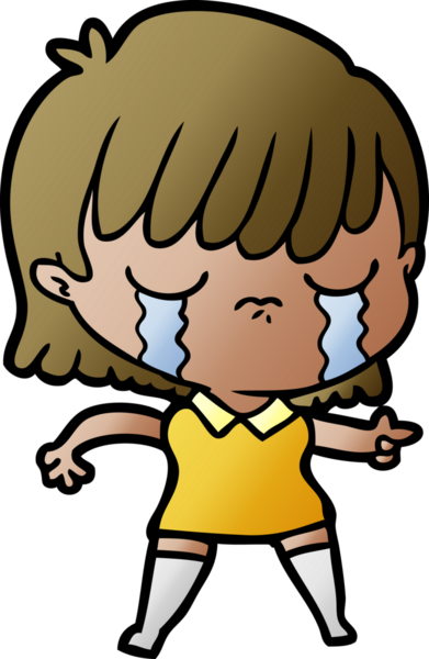 Bir insan tarafından çizilmiş ağlayan çizgi film kadını.