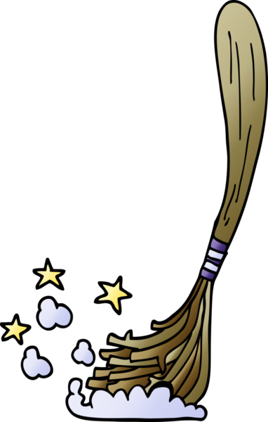 Bir insan tarafından çizilmiş sihirli süpürge.