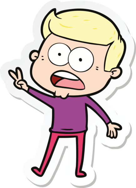 Bir insan tarafından çizilmiş bir karikatür çıkartması.