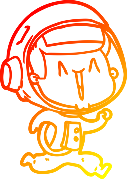 Bir insan tarafından çizilmiş mutlu bir astronotun sıcak çizgi çizimi