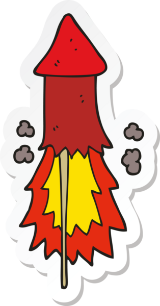 Bir insan tarafından çizilmiş havai fişek çıkartması.