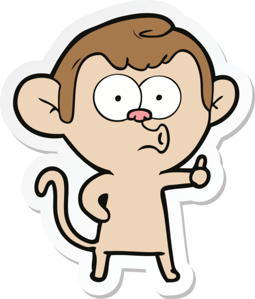 Bir insan tarafından çizilmiş korna çalan bir maymunun çıkartması.