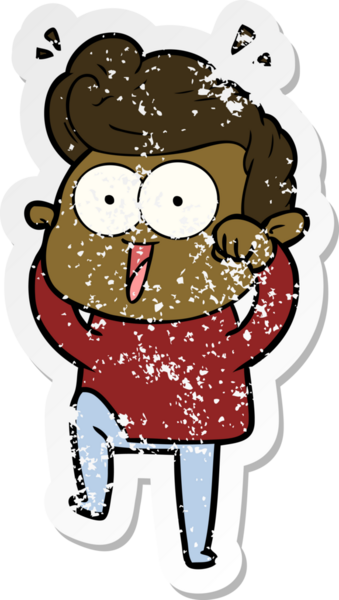 Bir insan tarafından çizilmiş karikatür adamın sıkıntılı çıkartması.