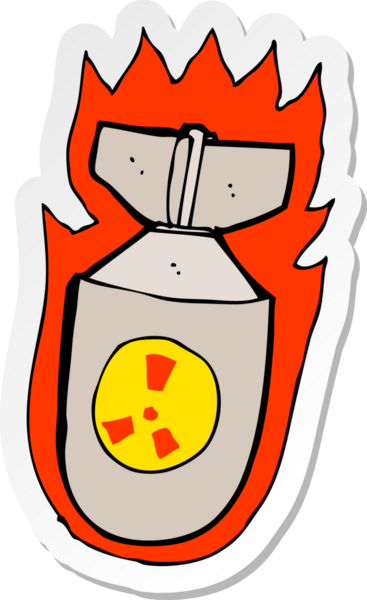 Bir insan tarafından çizilmiş yanan bir bombanın çıkartması.