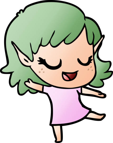 Bir insan tarafından çizilmiş mutlu elf kızı.