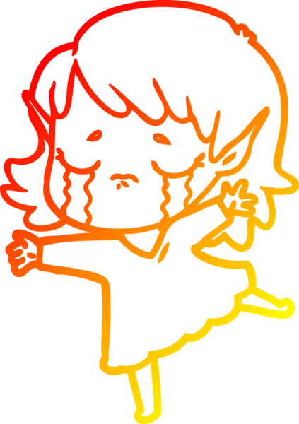 Bir insan tarafından çizilmiş, ağlayan bir elf kızı çizimi.