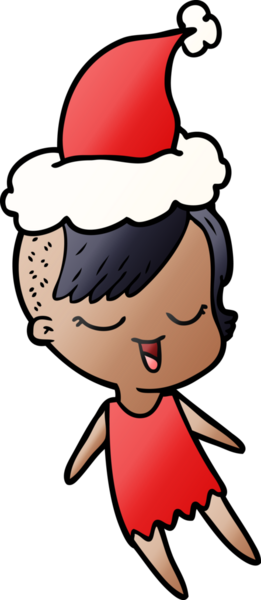 Bir insan tarafından çizilmiş Noel Baba şapkası takan bir kızın gradyan çizimi.