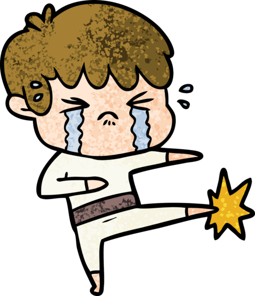 Bir insan tarafından çizilmiş ağlayan çizgi film çocuğu.