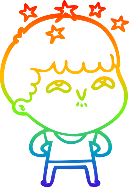 gökkuşağının gradyan çizimi bir çizgi film karakteri tarafından çizilmiş.