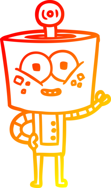 Bir insan tarafından çizilmiş mutlu bir çizgi robot çizimi