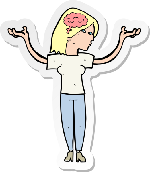 Bir insan tarafından çizilmiş zeki bir kadının çıkartması.