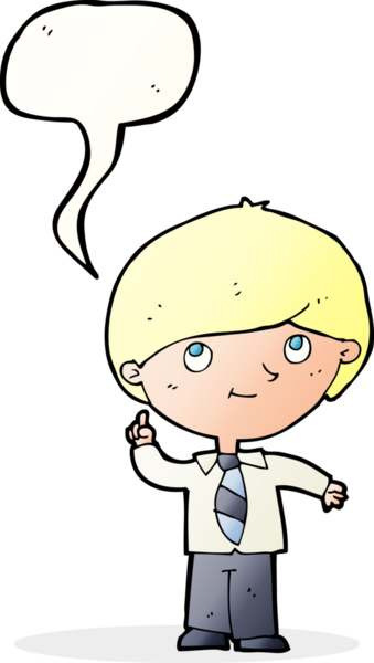 Bir insan tarafından çizilmiş konuşma baloncuğu fikri olan çizgi film çocuğu.