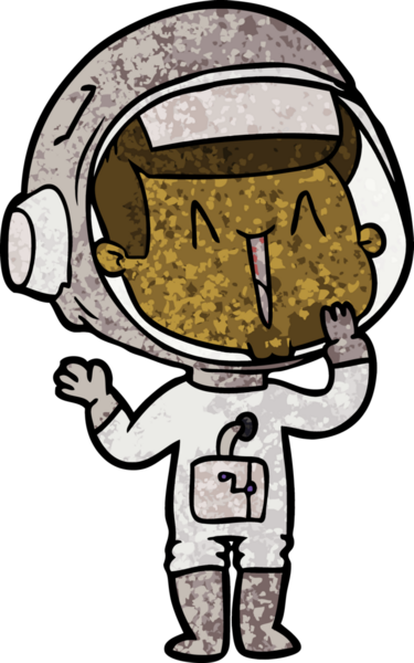 Gülen astronot bir insan tarafından çizilmiş.