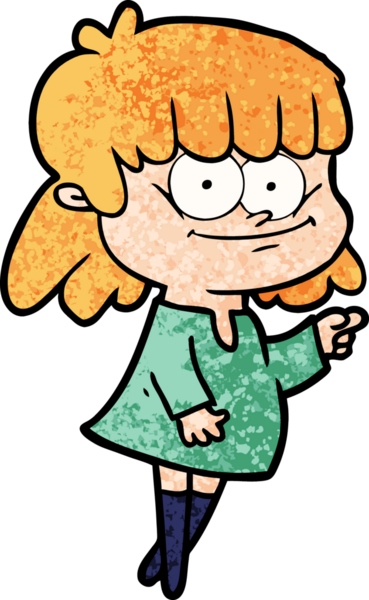 Bir insan tarafından çizilmiş gülümseyen bir kadın.