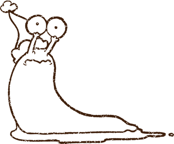 Bir insan tarafından çizilen neşeli sümüklüböcek kömürü çizimi