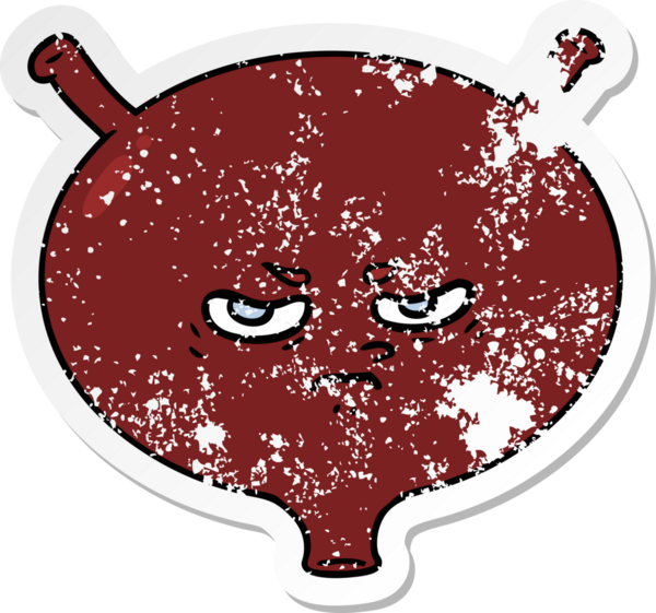 Bir insan tarafından çizilmiş kızgın mesanenin sıkıntılı çıkartması.