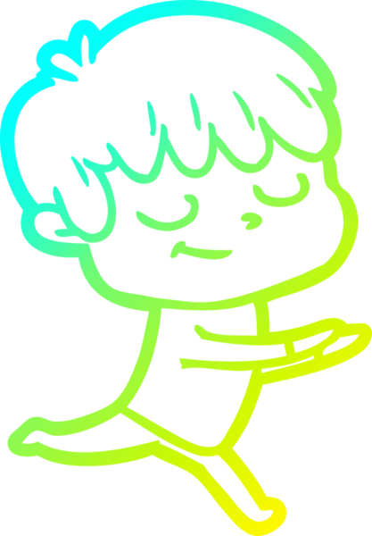 Bir çizgi film karakteri çizen soğuk çizgi bir insan tarafından çizilmiş mutlu çocuk.