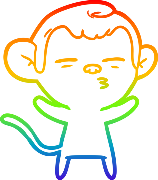 Gökkuşağı gradyan çizgi çizimi Bir insan tarafından çizilmiş şüpheli maymun