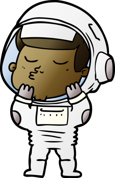 Bir insan tarafından çizilmiş kendine güvenen bir astronot çizgi filmi.