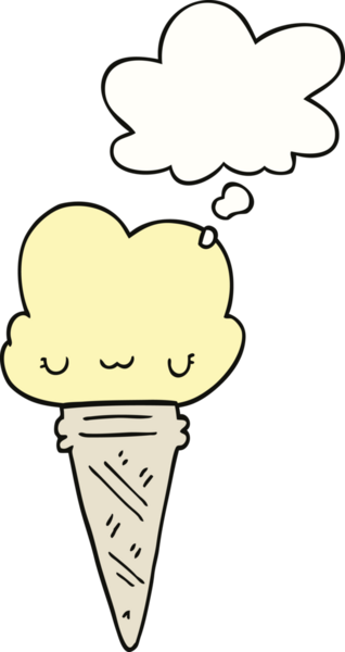 Bir insan tarafından çizilmiş düşünce baloncuklu karikatür dondurması.