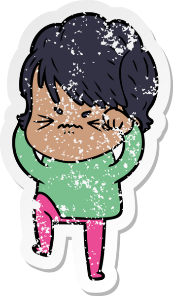 Bir insan tarafından çizilmiş, hayal kırıklığına uğramış bir karikatür çıkartması.