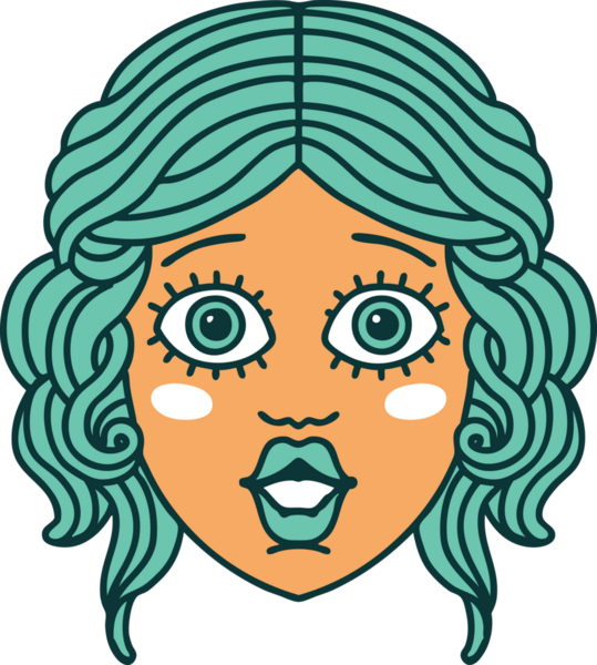 Bir insan tarafından çizilmiş kadın yüzünün ikonik dövme şekli