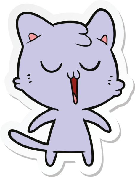 Bir insan tarafından çizilmiş çizgi film kedisinin çıkartması.