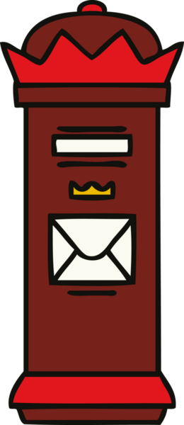 Bir insan tarafından çizilmiş şirin bir posta kutusu karikatürü.