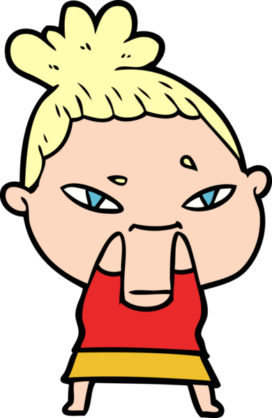 Bir insan tarafından çizilmiş karikatür kadın.