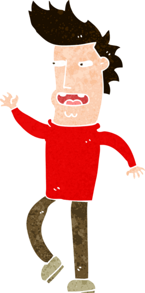 Bir insan tarafından çizilmiş çenesi düşük bir adam çizgi filmi.