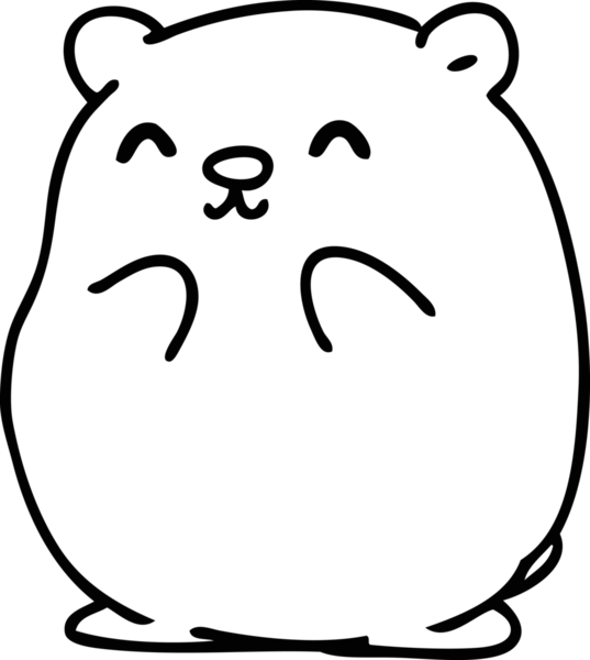 Bir insan tarafından çizilmiş mutlu küçük bir ayının çizgi karalaması