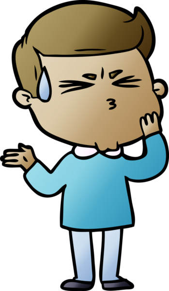 Bir insan tarafından çizilmiş terleyen çizgi film adamı.