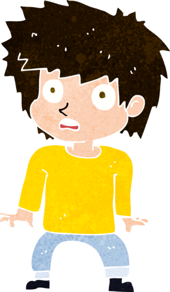 Bir insan tarafından çizilmiş korkmuş bir çocuk.