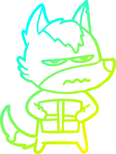 Bir insan tarafından çizilmiş, kızgın bir kurdun soğuk çizgi çizimi.