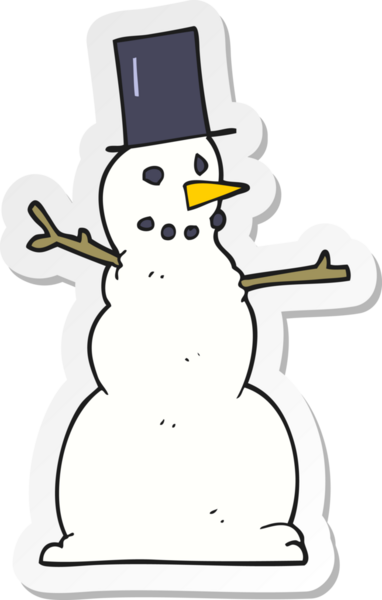 Bir insan tarafından çizilmiş bir kardan adamın çıkartması.