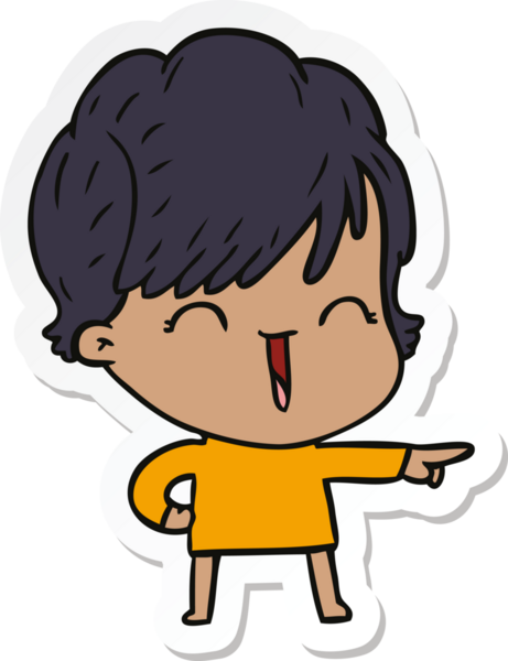 Bir insan tarafından çizilmiş gülen bir karikatür çıkartması.