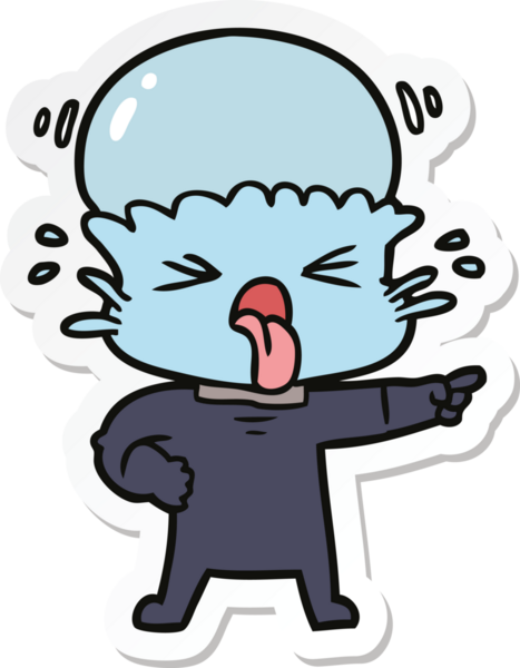 Bir insan tarafından çizilmiş iğrenç bir çizgi film uzaylısının çıkartması.