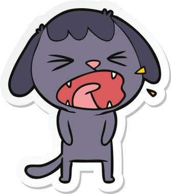 Bir insan tarafından çizilmiş şirin bir köpeğin çıkartması.