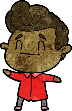 Bir insan tarafından çizilmiş mutlu çizgi film adamı.