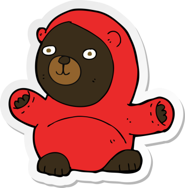 Bir insan tarafından çizilmiş şirin bir kara ayının çıkartması.