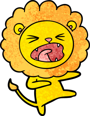Bir insan tarafından çizilmiş kızgın aslan çizgi filmi.