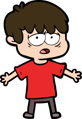 Bir insan tarafından çizilmiş bitkin çocuk çizgi filmi.