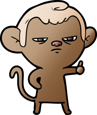 Bir insan tarafından çizilmiş sinir bozucu bir maymun.