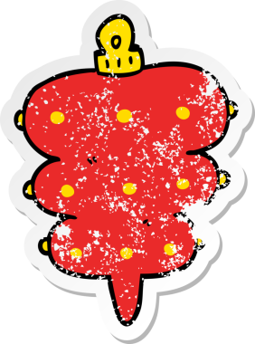 Bir insan tarafından çizilmiş karikatür Noel süsünün sıkıntılı çıkartması.