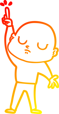 Bir insan tarafından çizilmiş kel bir adamın sıcak çizgi çizimi.