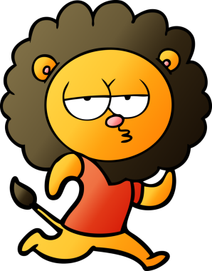 Bir insan tarafından çizilmiş koşu aslanı.